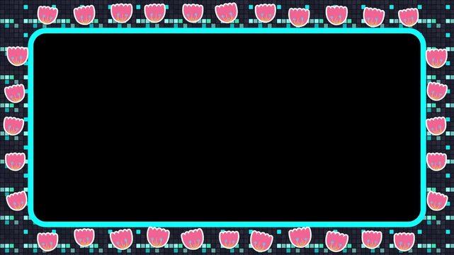Cyan Rounded Pixel Arcade Border Loop Animation