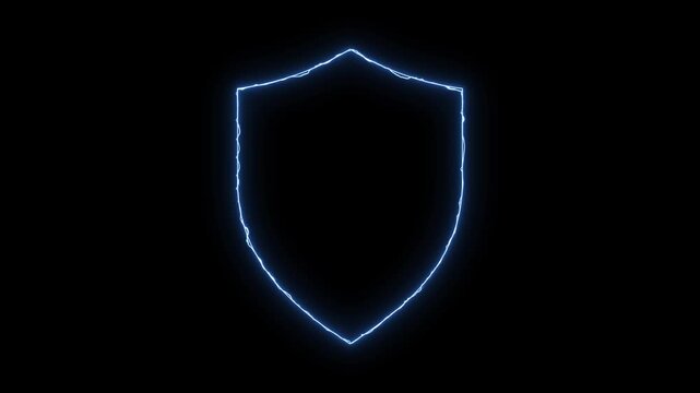 Shield security neon glowing animation loop icon protection defense guard safe privacy armor firewall secure motion isolated dark background