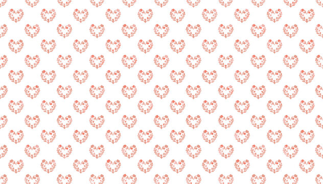 Seamless repeating pattern of floral heart shapes on transparent background.