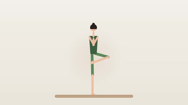 Minimalist Flat Vector Illustration of a Person Performing Standing Yoga Balance Pose