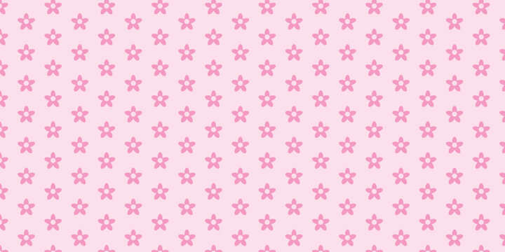 Cute Pastel Pink Flower Seamless Pattern Little Floral Vector Background