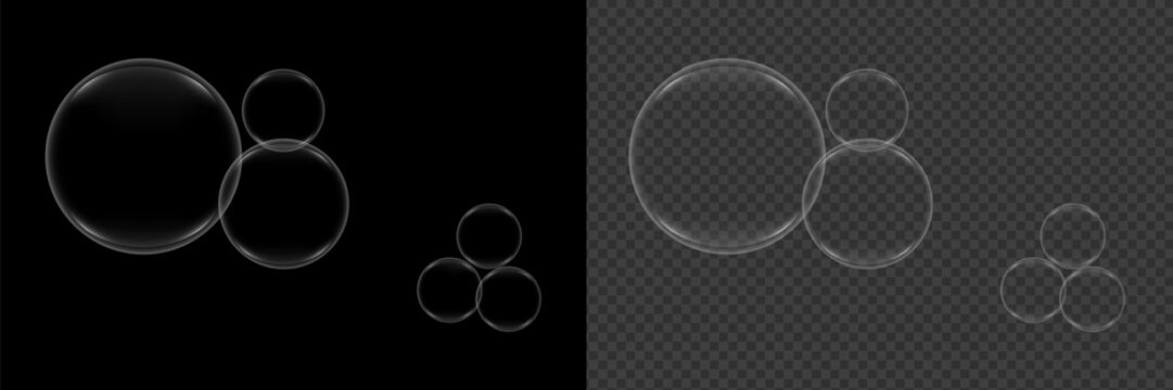 Realistic transparent soap bubble with rainbow iridescent reflections for creative editing.