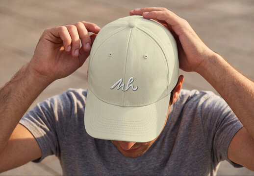 Baseball Cap Mockup on Man Outdoors