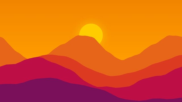 A stunning parallax animation of a mountain landscape with beautiful layered silhouettes and depth, creating a calm, atmospheric, and seamless looping nature background.