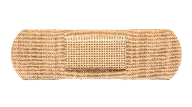 Adhesive bandage strip isolated on a transparent background for medical wound care applications