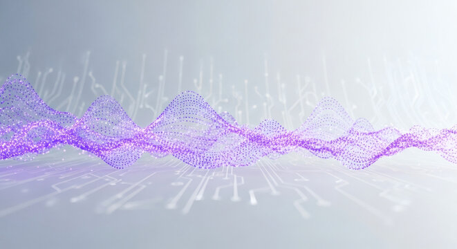 Abstract data wave visualization glowing with digital network connection lines in technology background