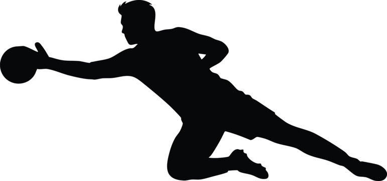 Football Player Kicking Ball Action Silhouette &ndash; Soccer Sport Vector