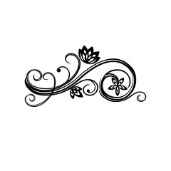 Elegant Black Floral Flourish Ornament Silhouette Isolated on White Background for Design Decoration © studiomuch