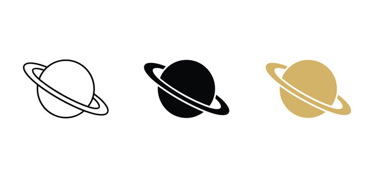 Planet icon set depicting astronomical celestial bodies