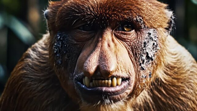 Monkey Portrait Closeup Exploring Facial Expressions in Natural Habitat