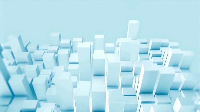  3D cubes rising in a geometric grid pattern