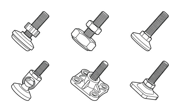 Adjustable leveling feet for stable industrial machinery floor mounts.