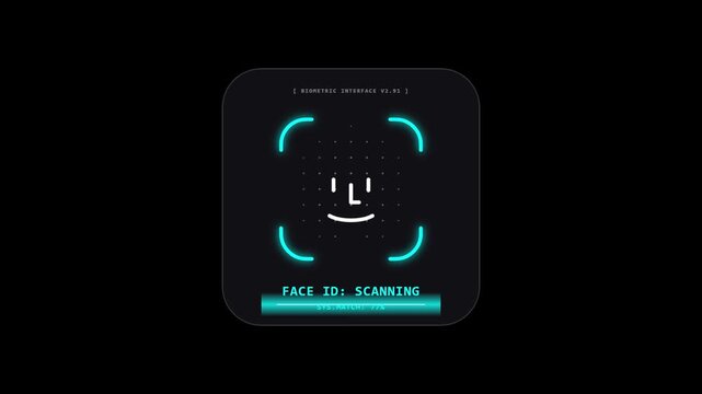 Biometric Face ID Scan and Verification HUD Interface Animation Loop