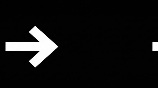 Bold white arrow pointing right on a black background direction