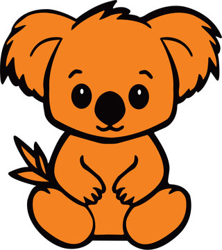 Cute baby koala sitting cartoon vector illustration