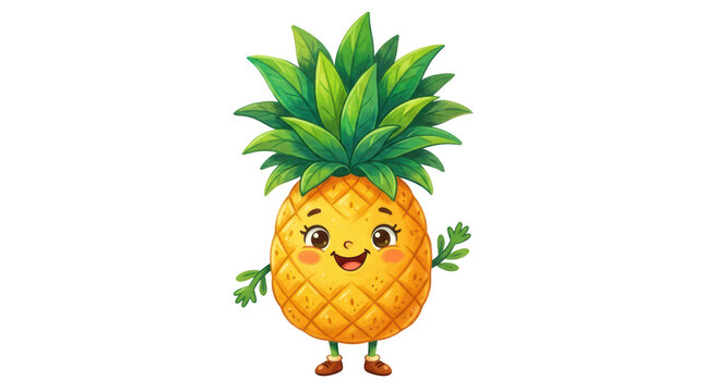 Cute cartoon pineapple character isolated on transparent background