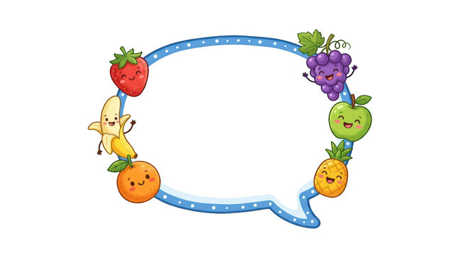 Fun fruit themed speech bubble isolated on transparent background