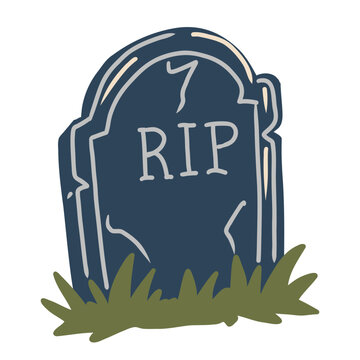 Hand drawn Halloween Tombstone vector illustration isolated on white bakground.
