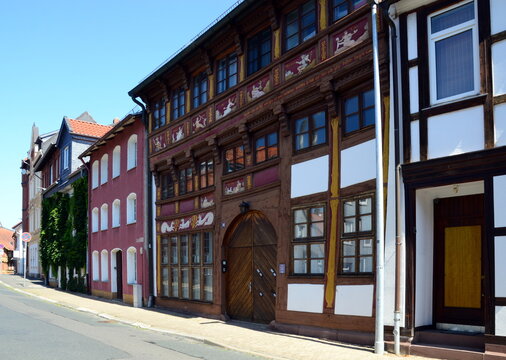 Historical Buildings in the Old Town of Alfeld at the River Leine, Lower Saxony