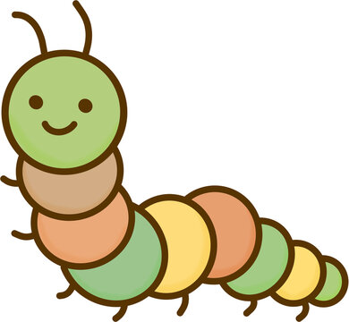Cute Green Caterpillar Vector Illustration