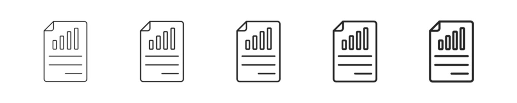 Report vector icon in minimalist line style. Clean editable stroke illustration with geometric design and monochrome appearance, isolated on white background