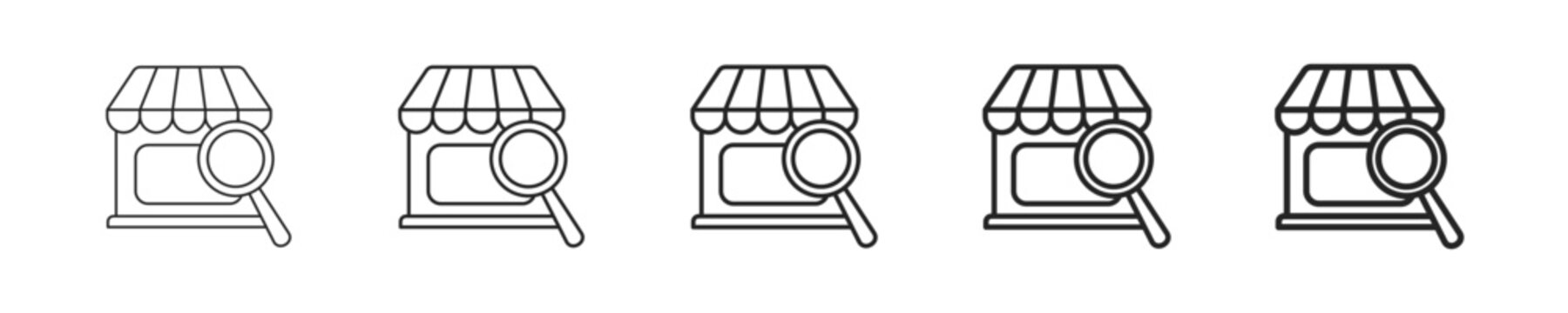 Market Survey vector icon in minimalist line style. Clean editable stroke illustration with geometric design and monochrome appearance, isolated on white background
