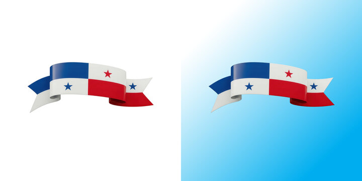 Waving flag of panama in a ribbon style illustration isolated on white background