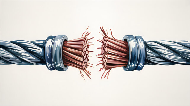 Close-up of cable with exposed multi-colored wires and connectors
