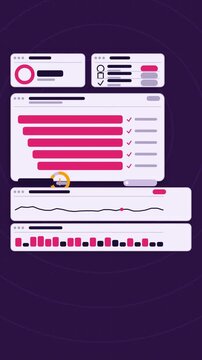 Vertical 9:16 animation of firmware update ladder stepping in coral and magenta on a dark background. Seamless looping 4K motion graphics shot in portrait format for reels, shorts, stories and mobile 