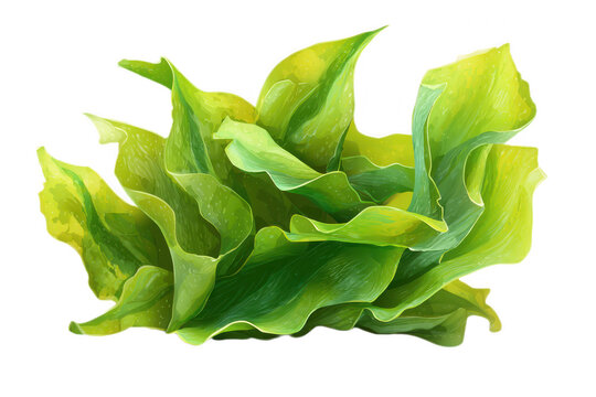 Bright Green Seaweed Algae Ulva Isolated on White Background