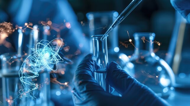 Scientist Conducting Advanced Chemical Experiment in Modern Laboratory.