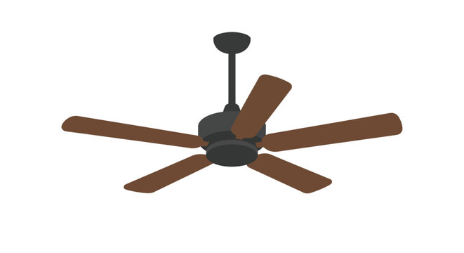 Ceiling fan with five blades a flat vector illustration on a white background
