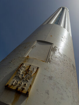 Faro de Arenas Blancas, lighthouse at the coast in Playa de La Salemera on La Palma, Canary Islands, Spain.