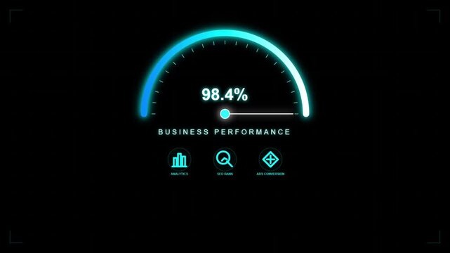 Business Performance Gauge Showing Fifty Seamless Motion Loop 4K