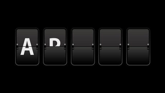 Flip text animation of a board showing the word apply with transparent background video & looping alpha channel.