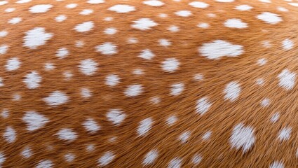 Fototapeta na wymiar Fawn fur texture showing natural brown and white spotted pattern, an animal skin design close up