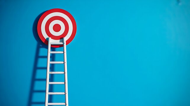 Red target symbol with ladder representing goals, growth, and business success