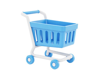 3D Cartoon Blue Shopping Cart Isolated © Taslima