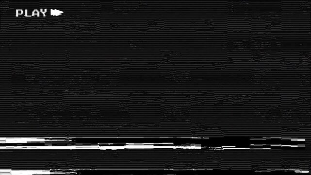 90s Retro Analog . Retro analog vhs play  play Vhs Realistic old tv static glitch crt noise animation with play text analog signal distortion and  texture. 4k video