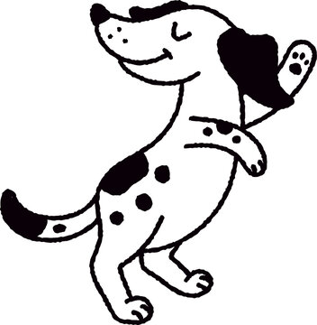 Happy Dalmatian Puppy Stretching and Smiling