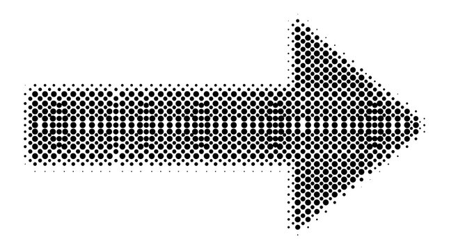 Halftone dot arrow pointing right isolated on transparent background