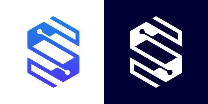 Initials S logo design. Innovative high tech logo template.
