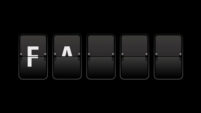 Flip text animation of a board showing the word faith with transparent background video & looping alpha channel.