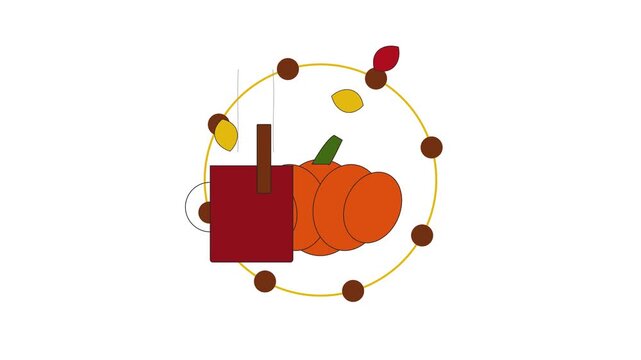 Fall animation with pumpkin and tea cup graphic elements