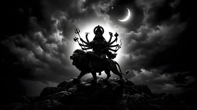 A powerful depiction of goddess durga symbolizing strength victory over evil and the divine feminine during the auspicious durga puja festival