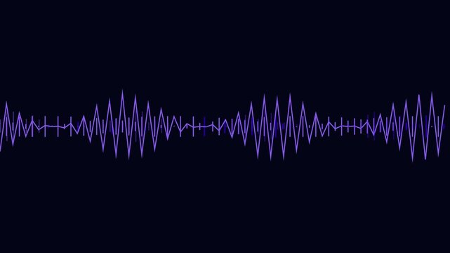 Purple digital audio equalizer waveform on dark background, music frequency visualization