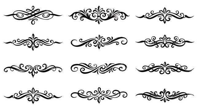 Elegant Decorative Flourish Calligraphic Dividers and Ornate Border Elements