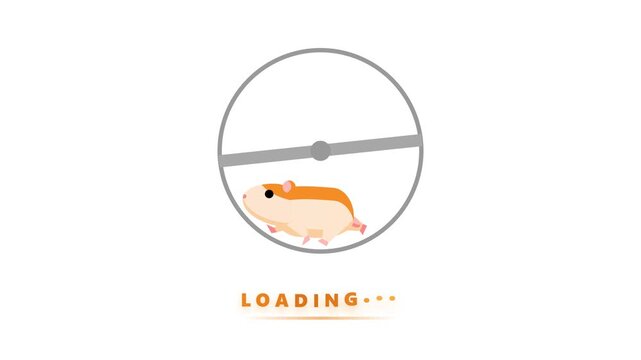 Hamster Running in a Loading Wheel Animation for Digital Web Interface Status
