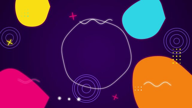 Abstract motion background, with colorful geometric, shapes and pulsing, neon wave circle, animation motion geometric