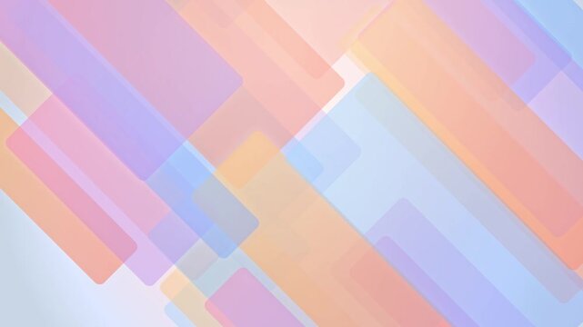 Abstract motion background, with soft pastel, geometric rectangles floating, in smooth seamless, loop shapes